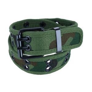CTM Kids Camo 2 Hole Roller Buckle Canvas Belt